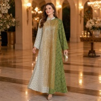 Robe longue ample et modeste à col montant imprimé de paillettes dorées pour l'Aïd et les événements sociaux formels, Abaya de luxe en polyester ODM