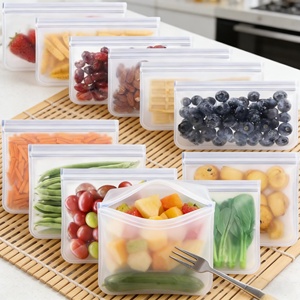 Customizable Logo Transparent Eco-Friendly Silicone Leakproof Reusable Stand with <b>Zip</b> Shut Fresh Wrap <b>Bag</b> for Food <b>Storage</b> - Product Image 4