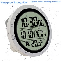 Horloge murale électronique moderne pour salle de bain et cuisine, sans perçage, auto-adhésive, affichage numérique LCD, édition Ramadan à changement de couleur