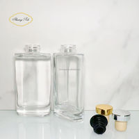 Bouteille diffuseur rectangulaire en verre transparent de 150 ml avec bouchon en caoutchouc, double usage pour parfum d'intérieur et nettoyant visage - Vente en gros