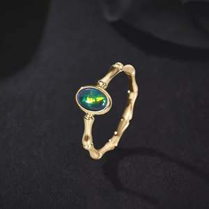 ブルーオパールスターリングシルバーリングブラックメッキオパールジュエリー (オーストラリア製) - Product Image 4