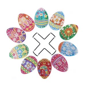 Diy 5d Pintura Diamante Coaster Kits Flower Egg Cup Mat Madeira Isolado Calor Coaster Com Suporte