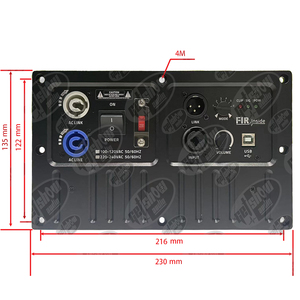 Getshow FIR810S 1000W 2 Way Amplifier Module Professional Metal <b>Speaker</b> Plate Class D DSP 20-20KHz AC 110-240V Universal <b>Plug</b> - Product Image 4