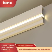Profilé LED en aluminium pour double paume de paupière, à montage en surface, sans plafond, à émission double latérale, pour bande LED, type canal mural pour plinthe en plâtre