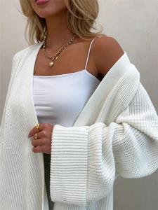 Cárdigan de punto grueso de alta calidad para <span class=keywords><strong>mujer</strong></span>, estilo casual, con frente abierto, liso, tipo suéter o chaqueta - Product Image 4