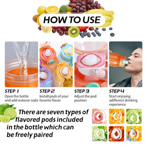 Bouteille d'<span class=keywords><strong>eau</strong></span> aromatisée grande capacité 1L avec capsules de saveur, parfum de fruits, boisson directe, anti-fuite, sans danger pour les aliments, ensemble de démarrage, gobelet - Product Image 4