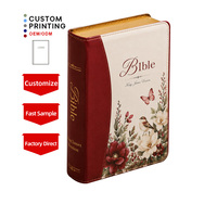 Service d'impression en gros, sur mesure, OEM, en gros, couverture souple en cuir PU, bord doré, Bible religieuse, livre d'étude, cadeau d'église