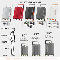 Valise de voyage surdimensionnée de 26 pouces, construction en aluminium, roues pivotantes silencieuses et serrure à code TSA sécurisée