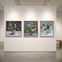 Peinture à l'huile florale moderne de luxe peinte à la main avec cadre flottant en bois massif pour la décoration murale du salon et de la chambre principale