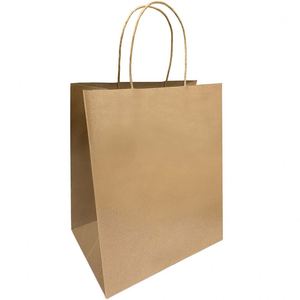 Sac en papier kraft brun recyclé personnalisé, qualité alimentaire, pour emporter, avec logo imprimé, sac de boulangerie pour aliments, vêtements et promotion - Product Image 1