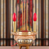 Encensoir électronique sans chaleur ni fumée, bougie d'encens simulée à LED, pour monuments commémoratifs, cérémonies funéraires de bébés et lieux de culte