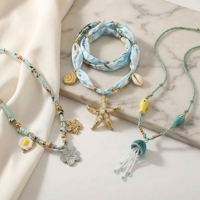 Sea Star Bohemian Vacation Beach Damesmodeketting van roestvrij staal, geschikt voor cadeau geven, feesten, dagelijkse vakantie