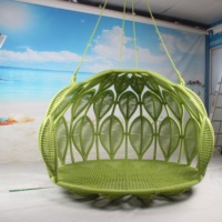 Lit balançoire en rotin confortable jardin extérieur suspendu hamac chaise patio balançoire ronde balançoire deux personnes vertes lit de loisirs
