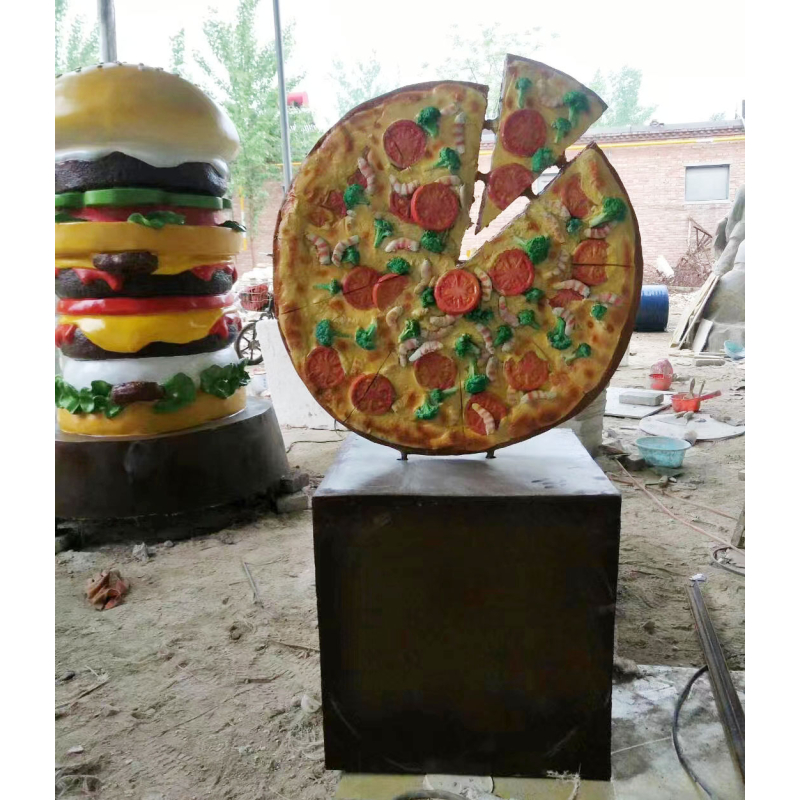 Enorme statua di Hamburger e pane per Pizza in fibra di vetro grande artigianato in resina decorazione natalizia a grandezza naturale per centro commerciale