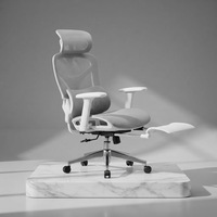 Chaise de bureau de luxe moderne à dossier haut en maille avec design ergonomique confortable, appui-tête réglable, fonction pivotante et repose-pieds inclus