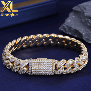 Hip Hop Iced Diamond Chunky Bracelet 18K Gold Plated Cuban Chain Women&<b>Men</b> Iced Out Bracelet - Product Image 5