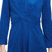 Fournisseur OEM Robe en daim pour femme, col en V, longueur genou, tenue de travail formelle, style professionnel décontracté, vente chaude