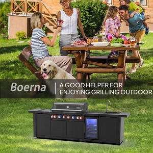 Lujo personalizado negro de acero inoxidable al aire libre Cocina Barbacoa isla con nevera estilo Premium - Product Image 3