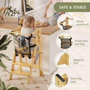 Silla de comedor infantil de madera transfronteriza, taburete para bebé, torre de aprendizaje Montessori para el hogar, lavabo, reposapiés - Product Image 2