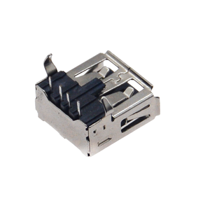 Connecteur USB Type-A femelle anti-poussière, conception à angle droit avec bride renforcée et capuchon de protection, isolateur noir - Product Image 2