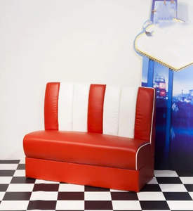 Estilo Luxo Leve Retro, Banco Estofado com Estrutura de Madeira e Assento de Couro, Mesa e Cadeiras de Restaurante Rosa, Sofá Booth - Product Image 5