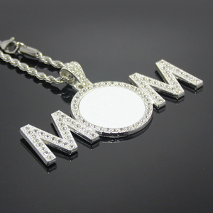 Collier blanc sublimation DIY pendentif amour maman transfert de chaleur strass souvenir fête des mères sublimation maman cadeaux collier - Product Image 2