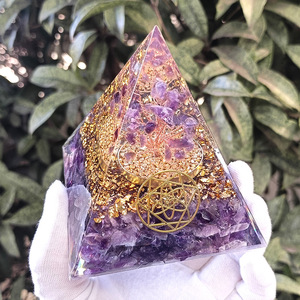 Amethyst <b>Crystal</b> <b>Tree</b> Pyramid Resin Epoxy Craft Home Decoration Desktop Ornament Gift - Product Image 2