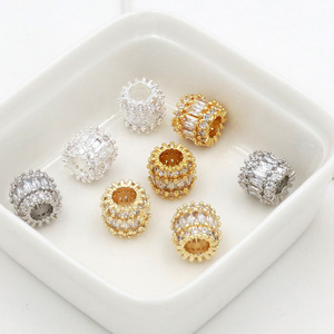 Color-preserving 14K gold-plated zircon crown-shaped lucky charm barrel bead with <b>matching</b> beads, handmade DIY <b>bracelet</b>, - Product Image 3