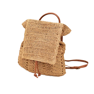 Women's Summer Crochet <b>Backpack</b> Beach Bag Straw Style Cotton Lining Handmade Crochet Woven Bags - Product Image 2