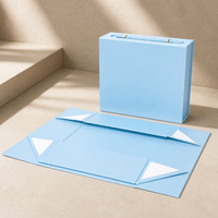 Boîte cadeau rigide pliable de couleur pastel avec poignée en PU, logo personnalisé, boîte d'emballage cadeau pour mariage, anniversaire, cosmétiques