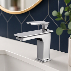 Chrome Square <strong>Waterfall</strong> Basin Faucet Deck Mount Bathroom Sink Mixer Tap Single Handle Modern Luxury <strong>Tapware</strong> Factory Wholesale - Product Image 5