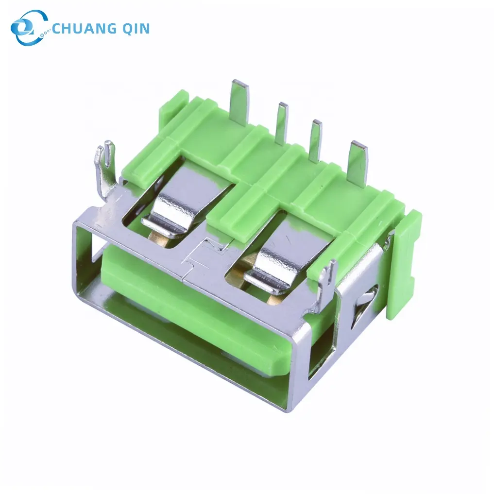 Green Rubber Core A-Type USB 5A Current Value Short body 4 Pin USB 2.0 Type-A Female Connector Ports Socket