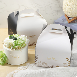 Vente en gros d'emballage pop en plastique en papier carton Boîte à gâteau carrée transparente de luxe personnalisable avec poignée pour anniversaire - Product Image 5