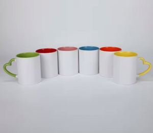 11oz Heart Rim Handle Color Blanks <b>Enamel</b> Coffee Mug Sublimation Mugs Supplier Wholesale - Product Image 3