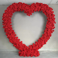 Arche de mariage florale artificielle rose et blanche en forme de coeur décoration de cérémonie de douche nuptiale produit en vrac