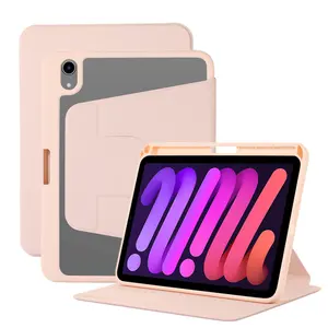 Wholesale Luxury Pu Leather 360 Degree Rotating Stand Smart Mini6 8.3" Clear Tablet Cover Case for Apple Ipad Mini 6 Generation