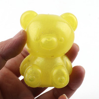 Jouet anti-stress lumineux Beejay BJ9208 en TPE souple, ours mignon, à presser, pour la décompression, jouet sensoriel de dessin animé, vente chaude