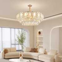Lustre de plafond en cristal avec cadre doré, panneau rond, lampe suspendue en forme de tambour, pour hall d'hôtel, restaurant, villa, foyer, fournisseur de projets