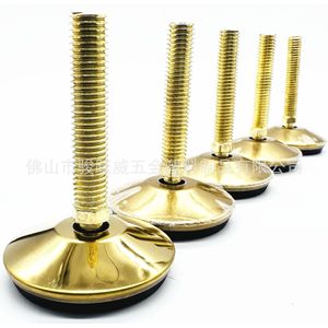 <b>Adjustable</b> Furniture <b>Leg</b> Gold Plated 50mm <b>Height</b> Brass Chair Support Foot With Rubber Pad Modern Design Easy Installation - Product Image 5
