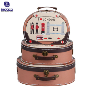 Vintage printed children's paper luggage with handle gift <b>box</b>, recyclable baby shoe and clothing cardboard packaging <b>box</b> - Product Image 3
