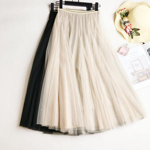 <span class=keywords><strong>Jupe</strong></span> <span class=keywords><strong>longue</strong></span> plissée en tulle élégante pour femmes, <span class=keywords><strong>jupe</strong></span> trapèze en maille et dentelle - Product Image 1