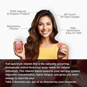 Suplemen <span class=keywords><strong>Vitamin</strong></span> <span class=keywords><strong>B12</strong></span> Gummies Kompleks OEM 5000 <span class=keywords><strong>Mcg</strong></span> dengan Penyerapan Tinggi, Mengandung Koenzim Q10, Folat, dan <span class=keywords><strong>Vitamin</strong></span> C - Product Image 3