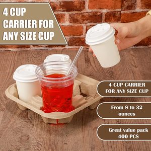 Bandeja de pulpa moldeada Personalizada-Respetuoso con el medio ambiente para llevar 2/4 Portavasos Desechable <span class=keywords><strong>ffee</strong></span> Taza de bebida Bandeja de soporte de fibra de pulpa de papel - Product Image 5