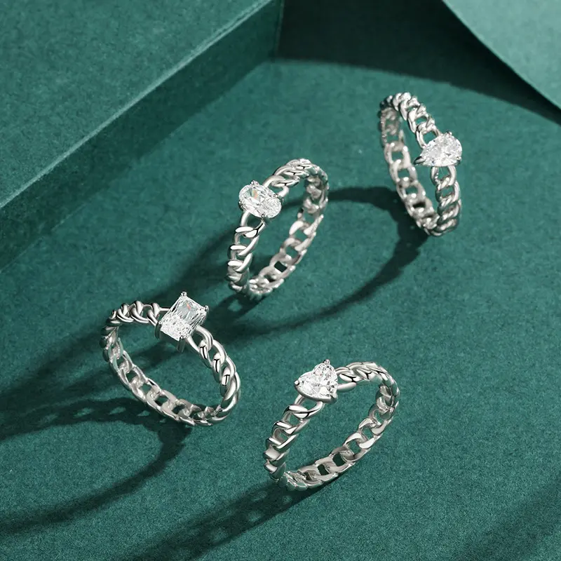 Gioielli personalizzati in fabbrica gioielli rodiati gioielli 925 in argento Sterling Hip Hop anello a catena a maglie