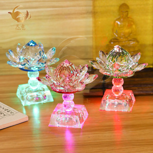 Crystal Lotus <b>Lamp</b> Ornament White Crystal Flameless Religious Activity Candle Holder - Product Image 1