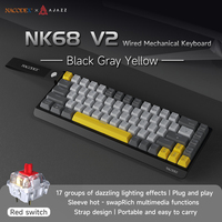 Clavier de jeu filaire Ajazz NK68 V2, éclairage arc-en-ciel, 65%, portable, compact, clavier de jeu pour ordinateur, interrupteur rouge, clavier mécanique