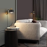 Lampe de lecture LED de luxe nordique en fer, bras articulé rotatif, montage en surface, interrupteur à prise, sans câblage requis, pour chambre à coucher, bureau, chevet