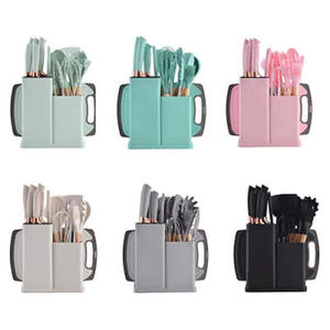 Ensemble d'ustensiles de cuisine, nouveau style, 19 pièces, ustensiles de cuisine noirs, verts, roses, gris, ustensiles de cuisine en silicone - Product Image 2