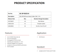 Kabel DAC SFP28 25Gb/s 25GBASE-CR1 Kabel Tembaga Pasif Direct Attach Kompatibel dengan Switch dan Server