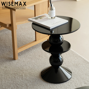 أثاث WISEMAX طاولة قهوة مدورة بتصميم فريد من الألياف الزجاجية طاولة جانبية للأريكة في غرفة المعيشة طاولة صغيرة - Product Image 2
